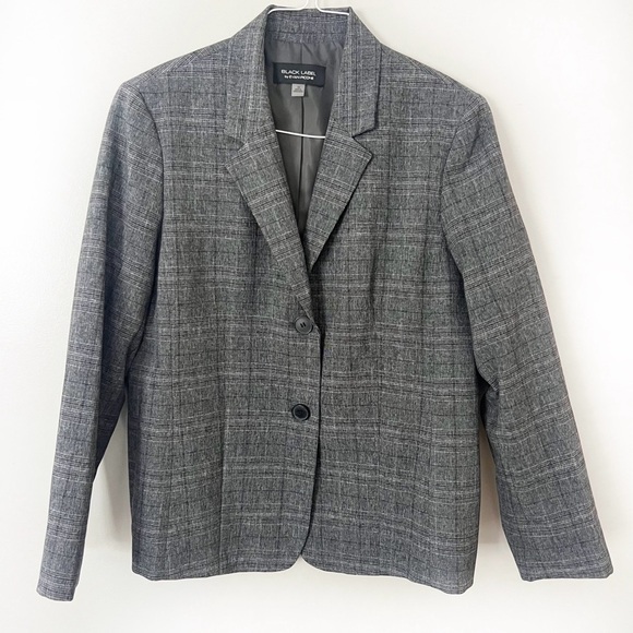 Evan Picone Jackets & Blazers - Evan Picone Glen Check Plaid Blazer Jacket 16 Womens Grey Office Career Business